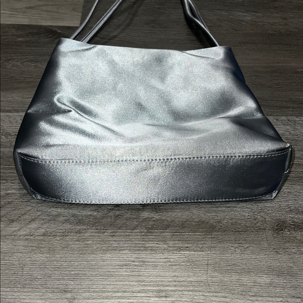 Steve Madden Vintage 2000s Silver Satin Insect Embroidered Shoulder/ Handbag. - Picture 7 of 12